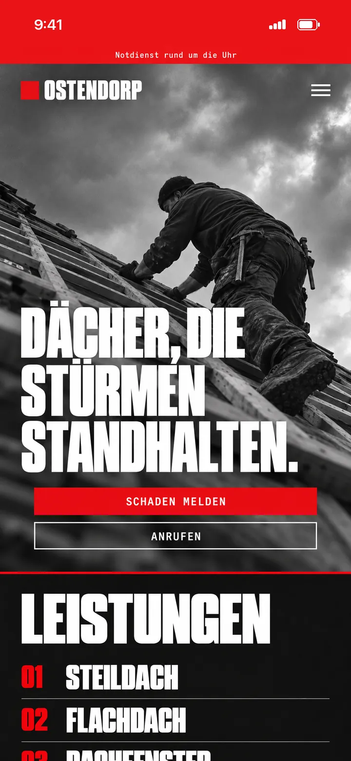 Handy-Ansicht des neuen Entwurfs für eine Dachdeckerei