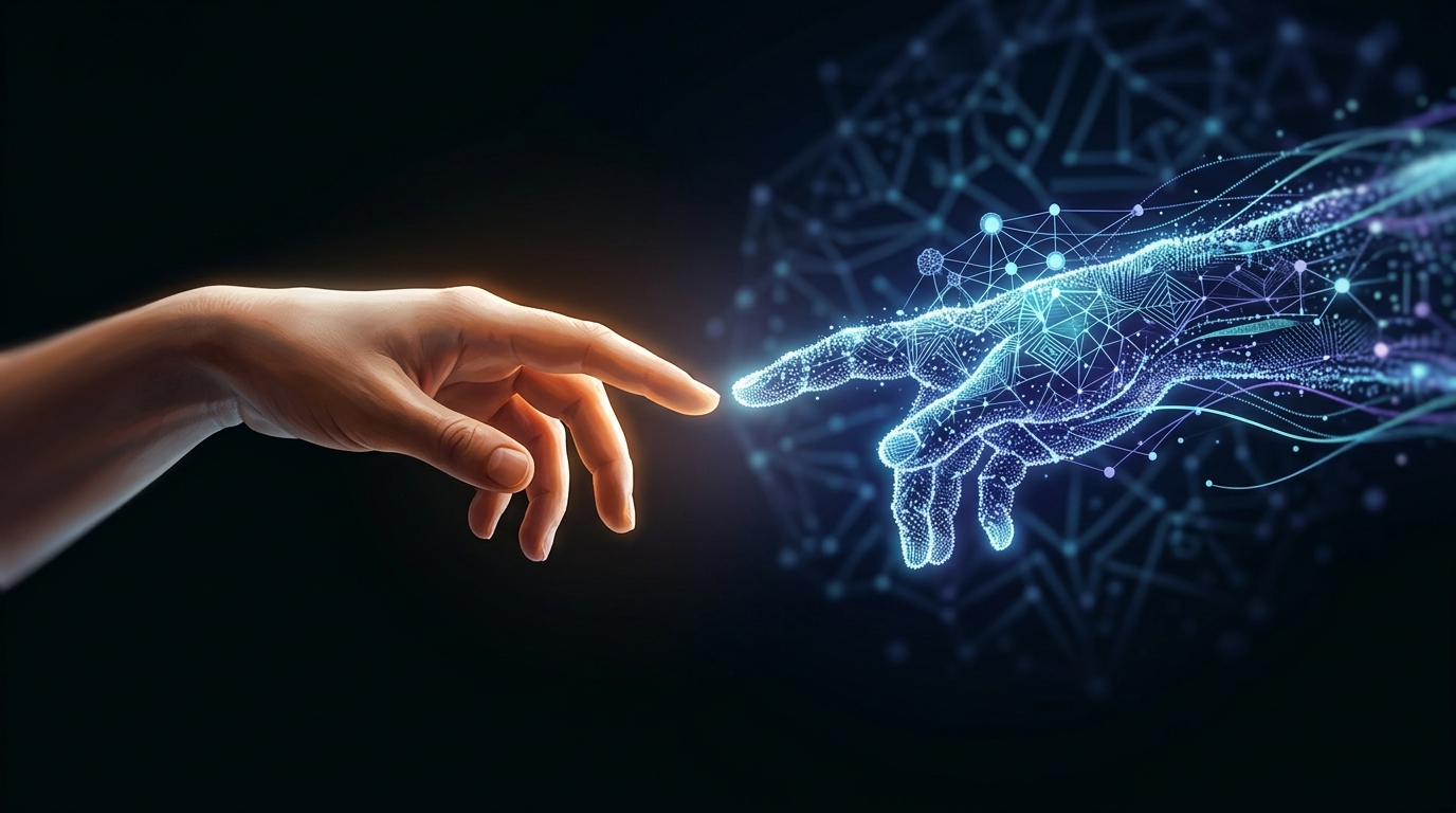 Mensch und KI arbeiten zusammen